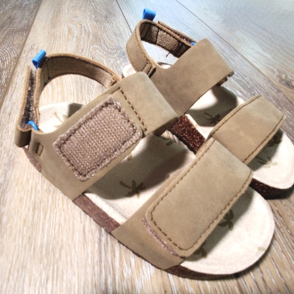 Wonder Nation toddler boys double strap faux leather tan sandal Size 9 - Picture 8 of 11